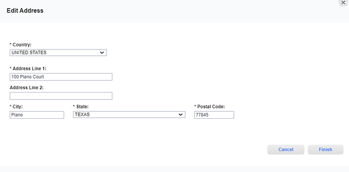 Edit Address Window