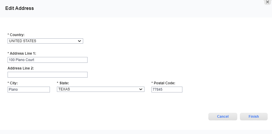 Edit Address Window