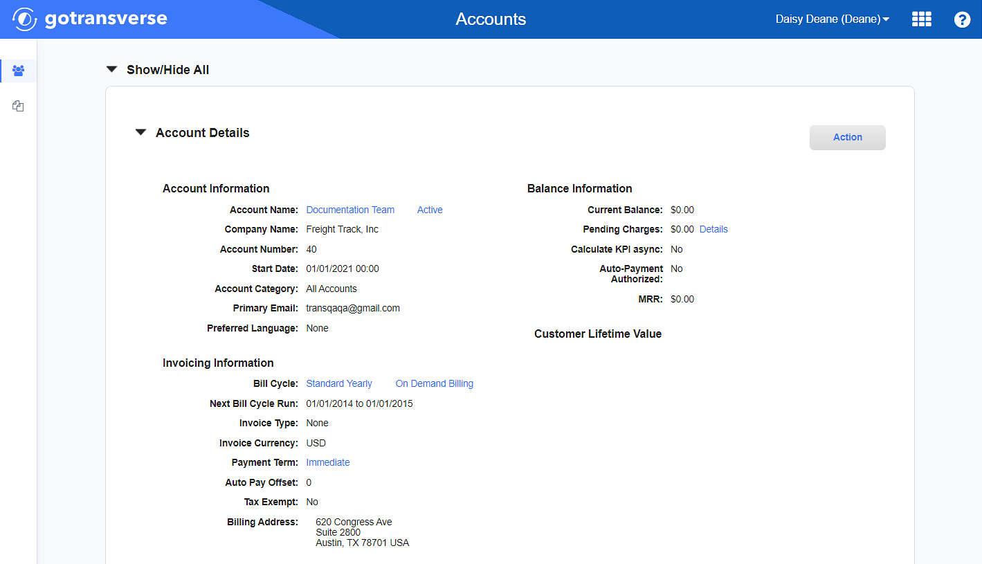 Account Details - Invoicing Information