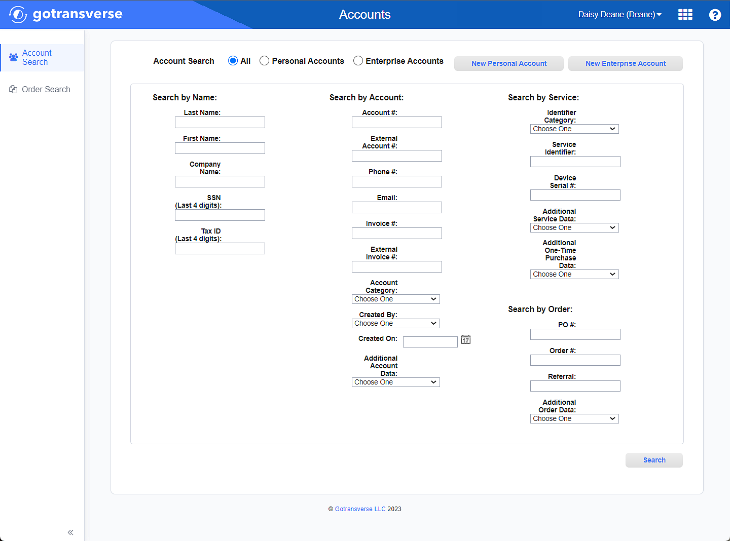 Account Search Window