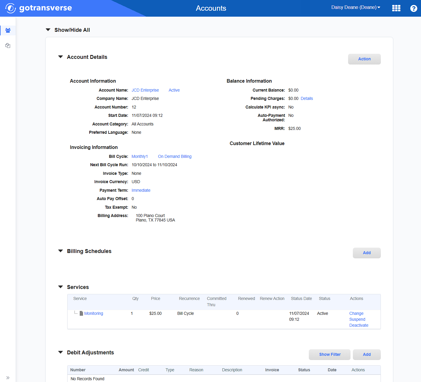 Account Details Window