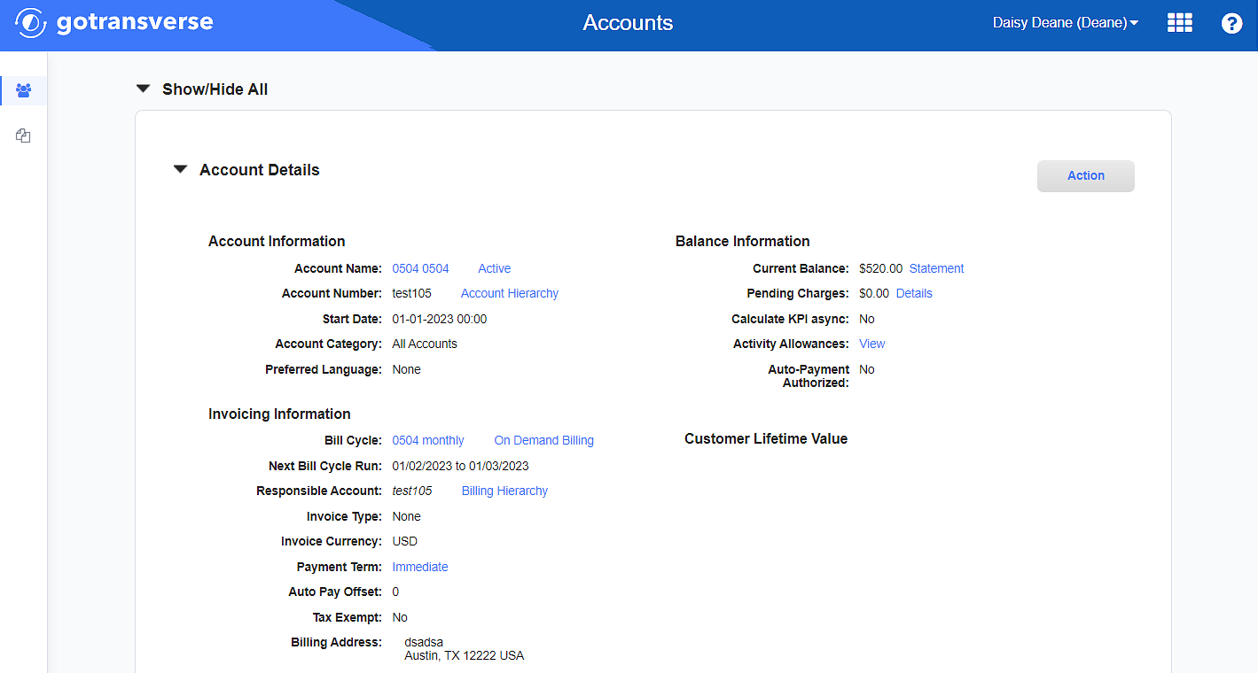 Account Details Window