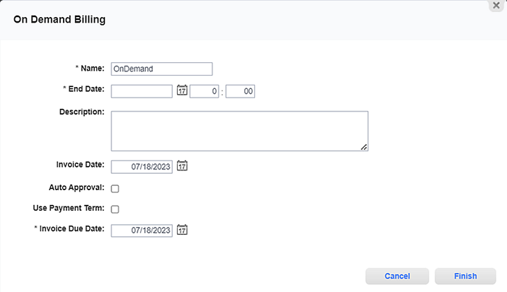 On Demand Billing Window