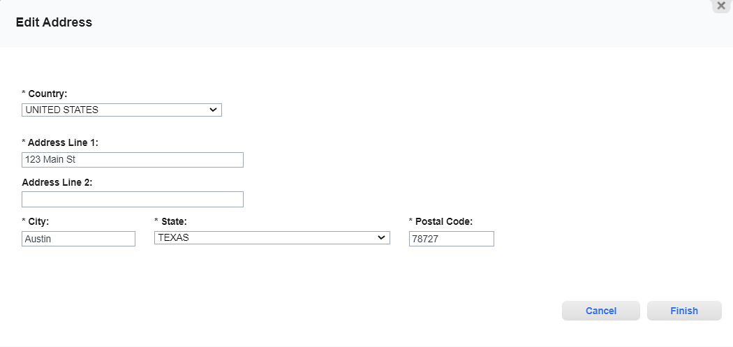 Edit Address Window