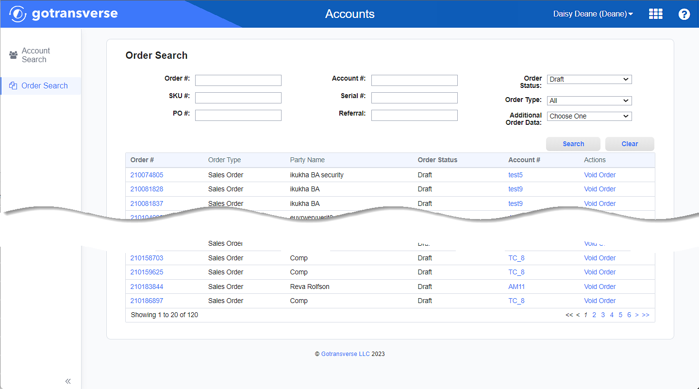 Order Search Window