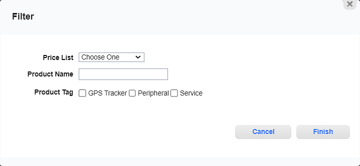 New Order - Product Selection Filters