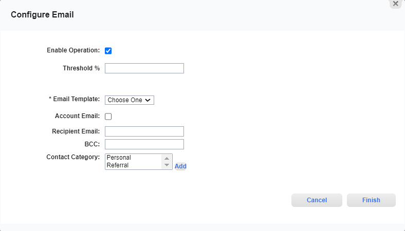 Configure Email for Counter Window