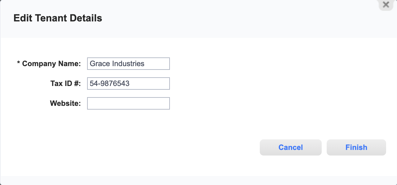 Edit Tenant Details Window