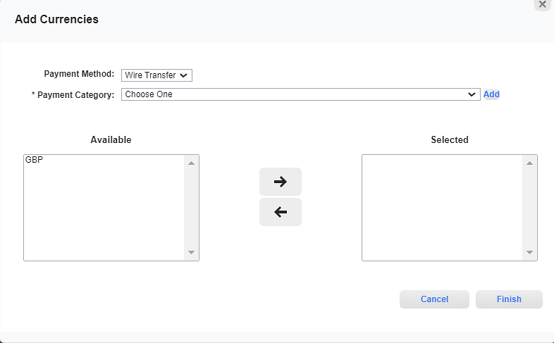 Add Currencies Window