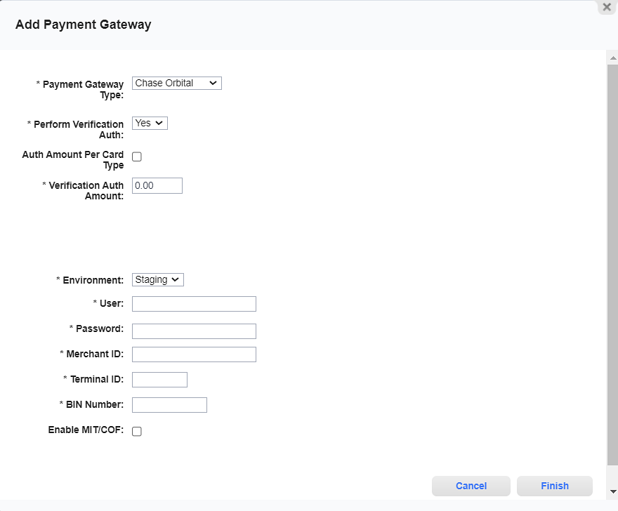 Add Payment Gateway Window - Chase Orbital