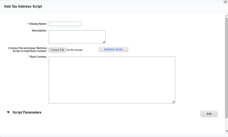 Add Tax Address Script Window