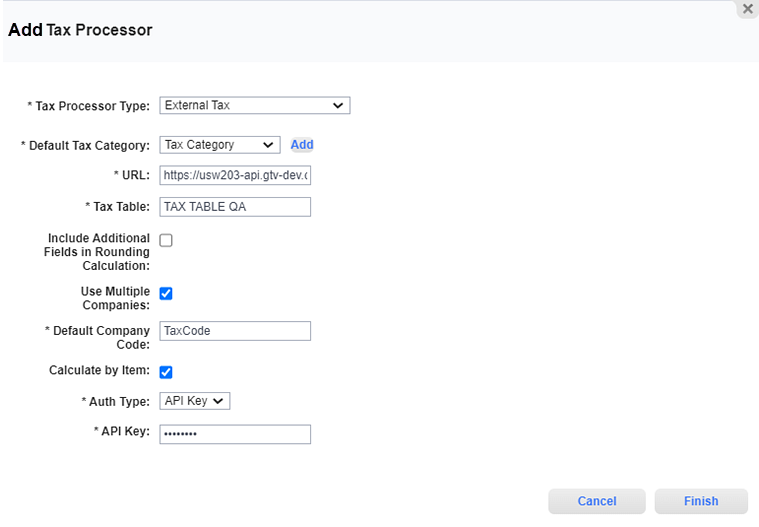 Add Tax Processor Window - External Tax