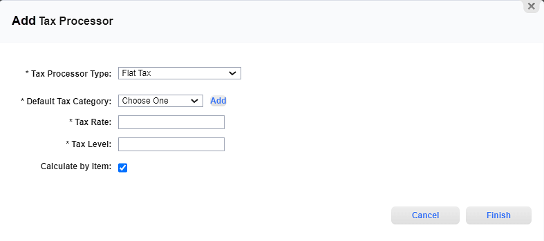 Add Tax Processor Window - Flat Tax