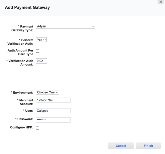 Adyen Payment Gateway Configuration