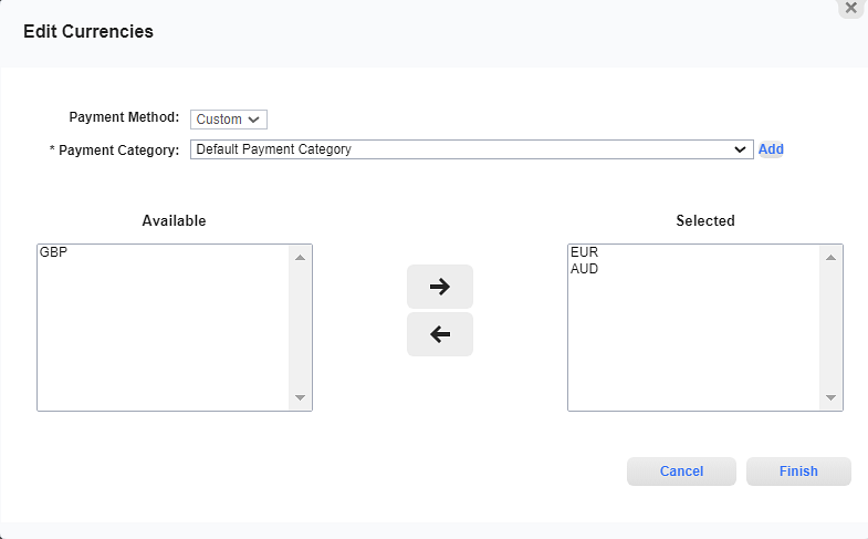 Edit Currencies Window