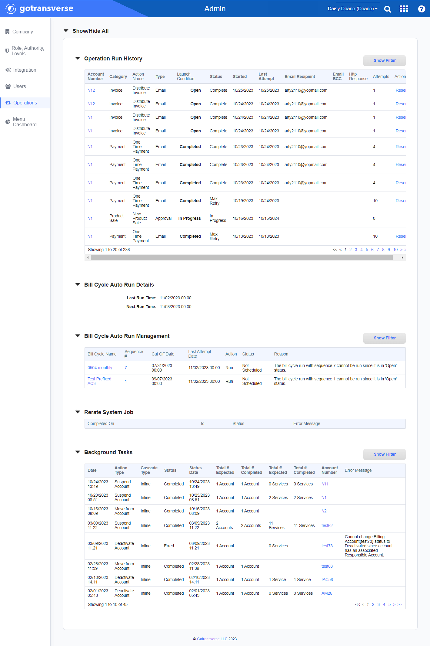 Operations Window