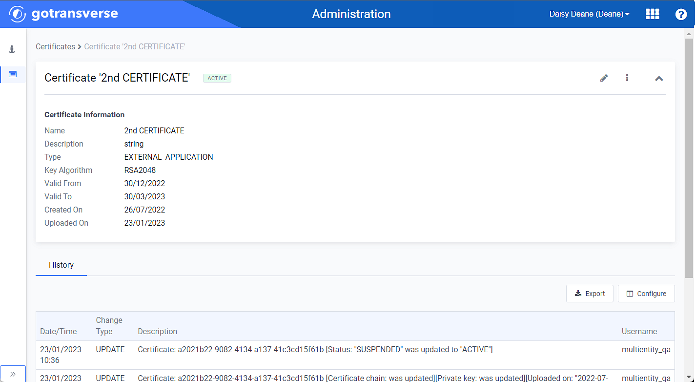 Certificate Details Window