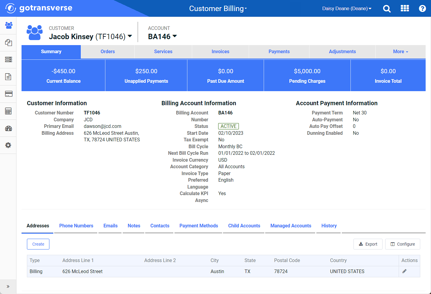 Account Details Window