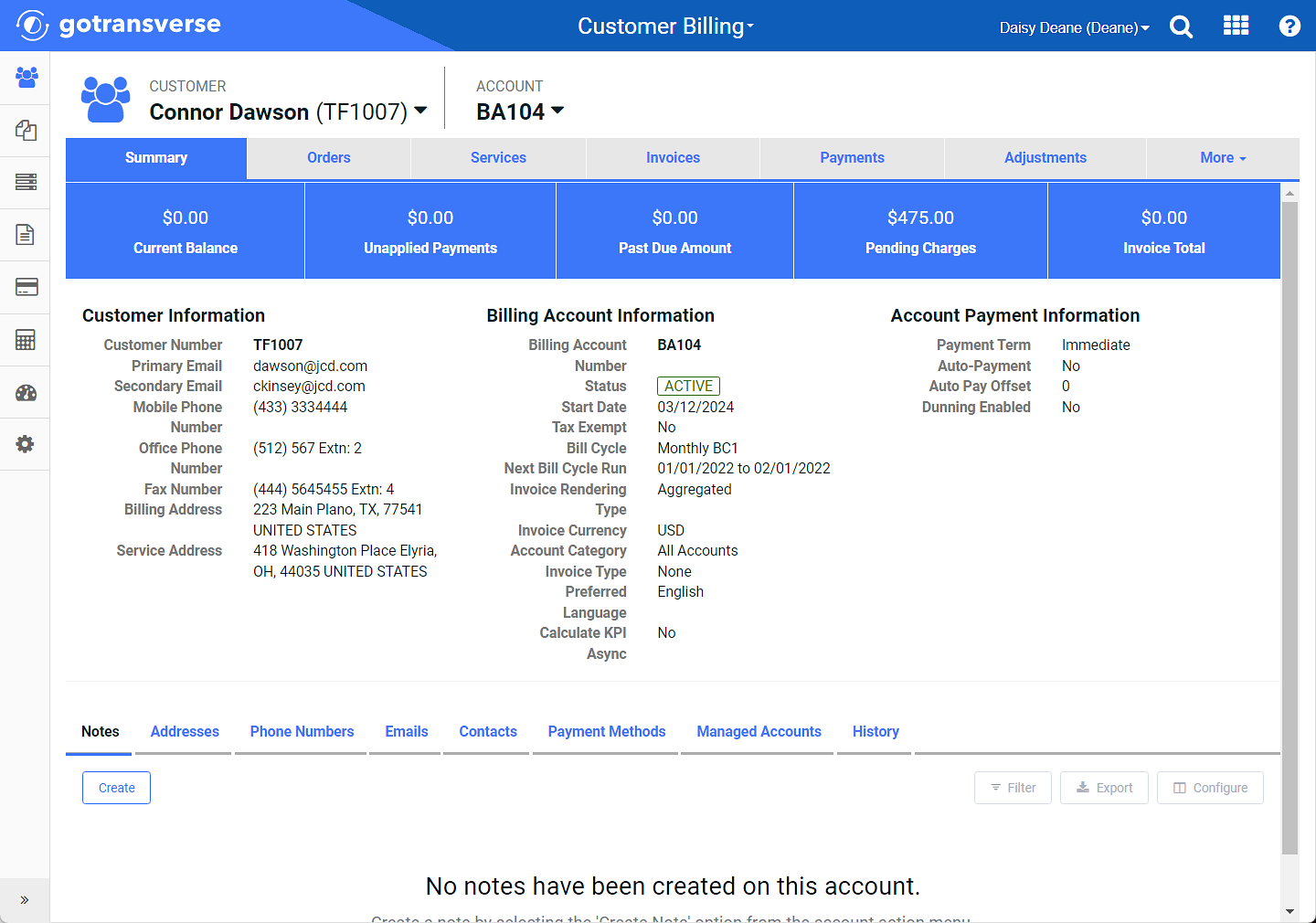 Account Details Window