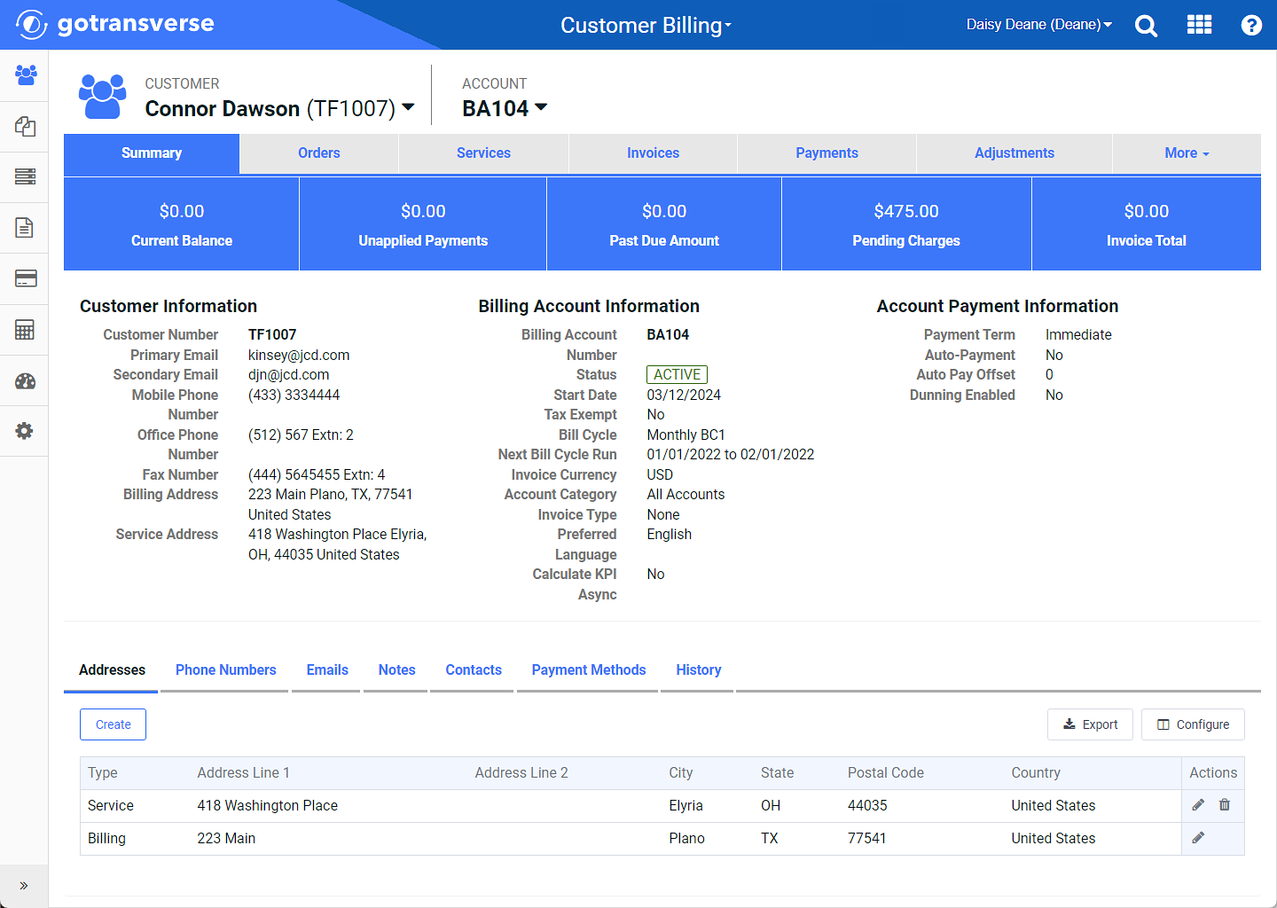 Account Details Window