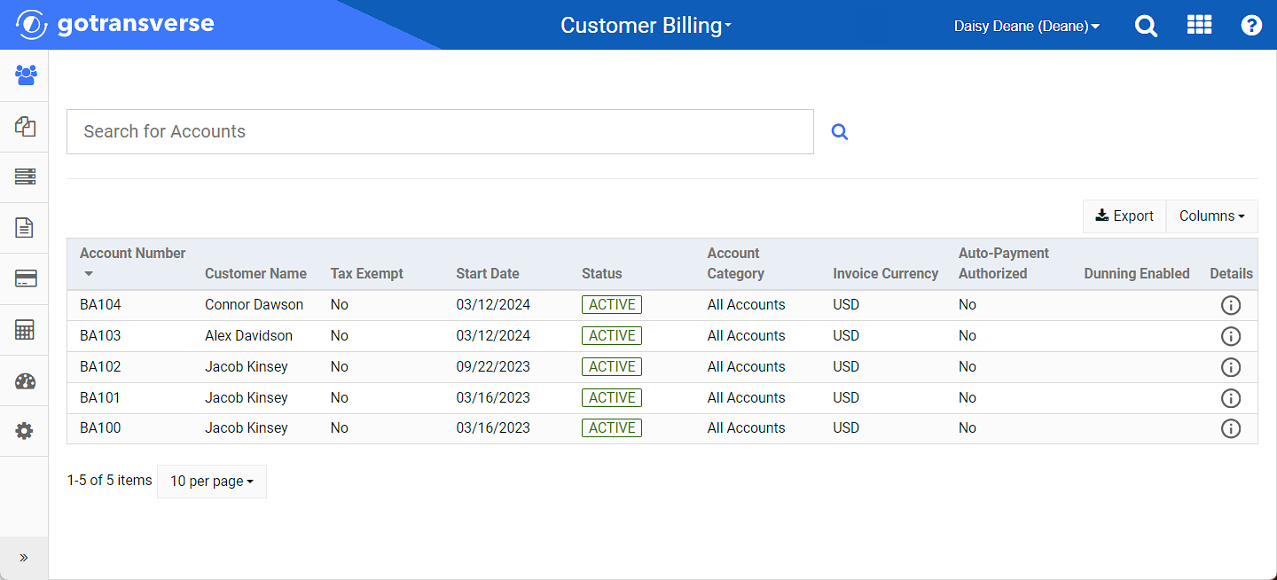 Accounts Window