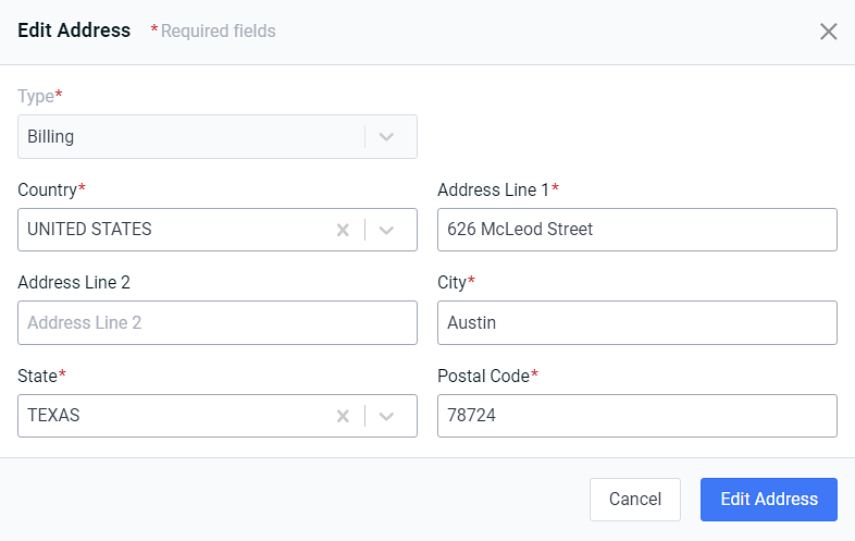 Edit Address Window