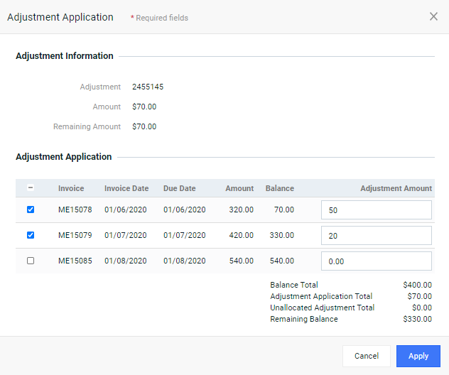 Adjustment Application Window