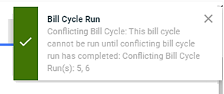 Bill Cycle Run Warning