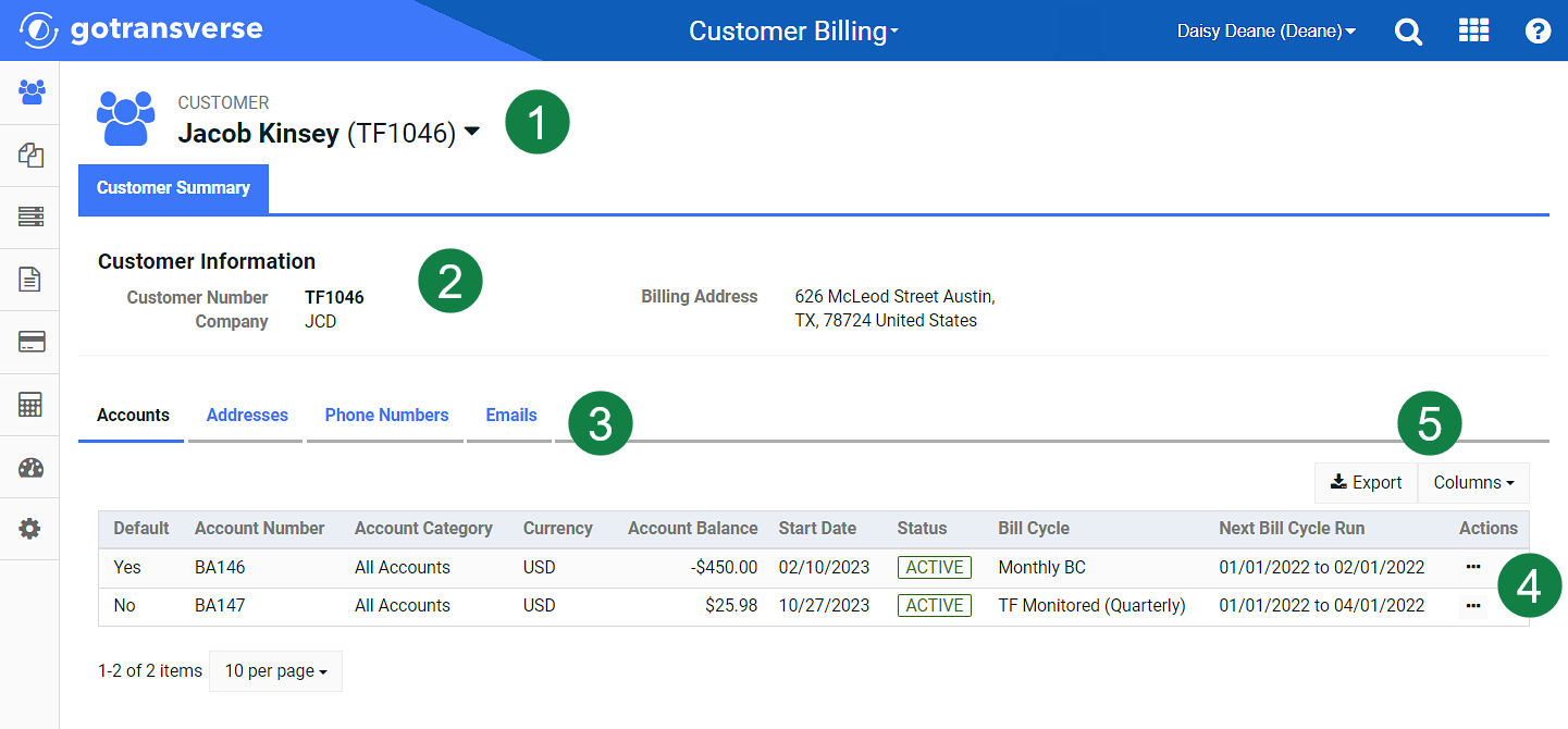 Customer Information Window