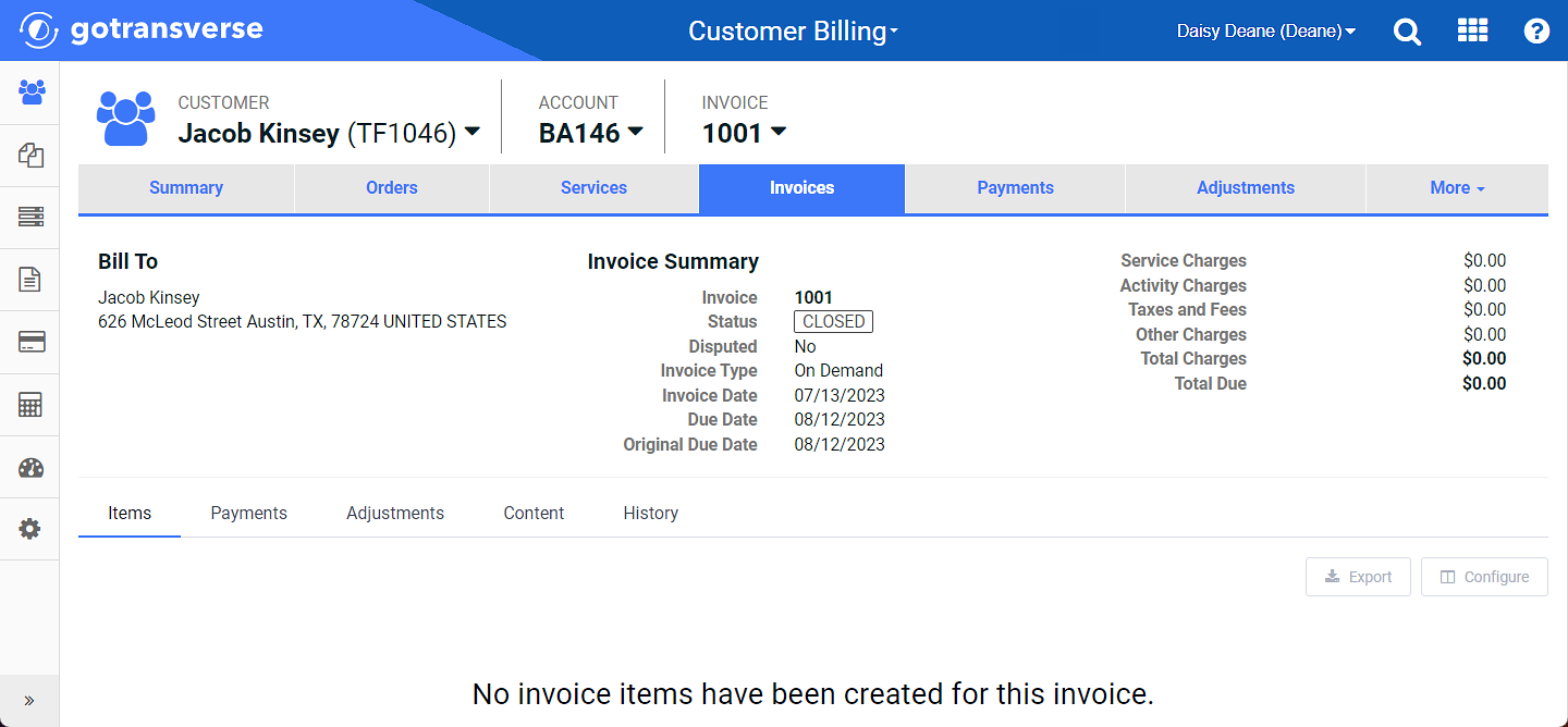 Invoice Details Window