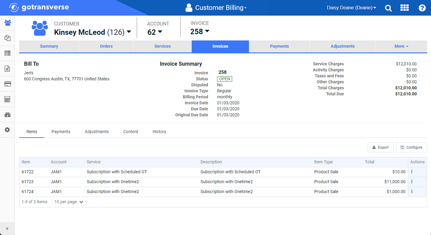 Invoice Details Window