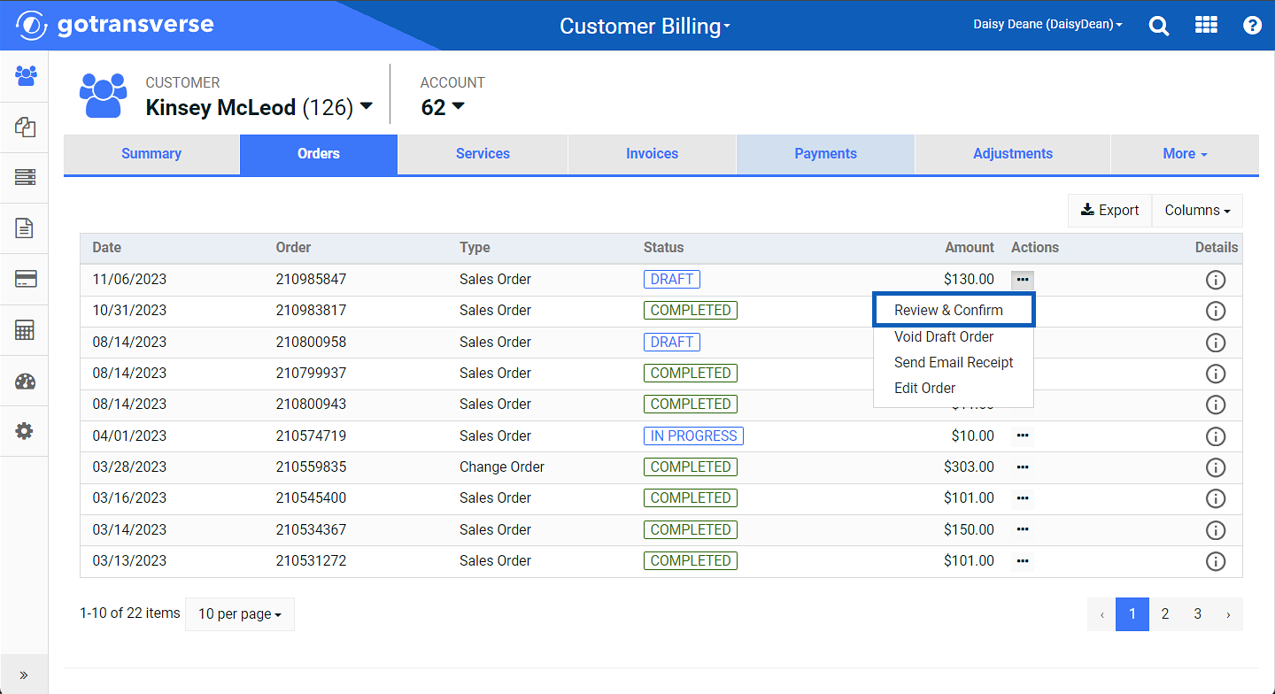 Orders Window - Review & Confirm Option