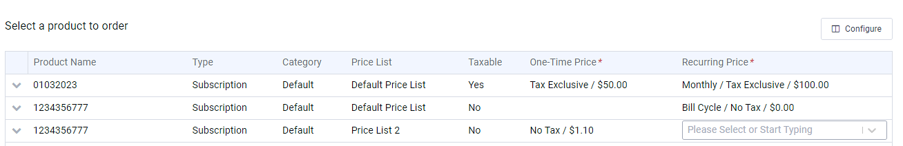 Select Item Tab - Avalara Communications Tax Processor