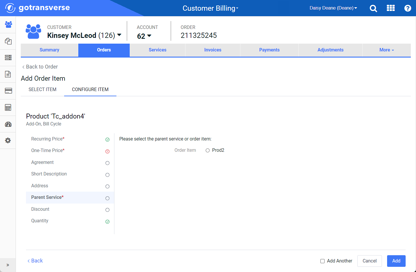 Parent Service Configuration