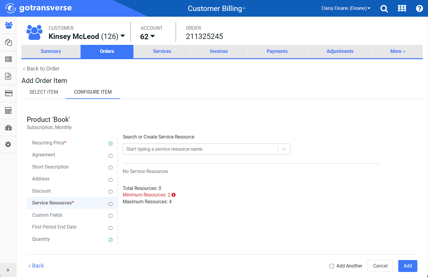 Service Resource Configuration