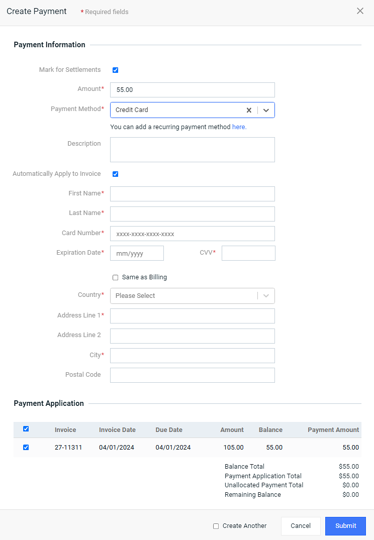 Credit Card Payment Method