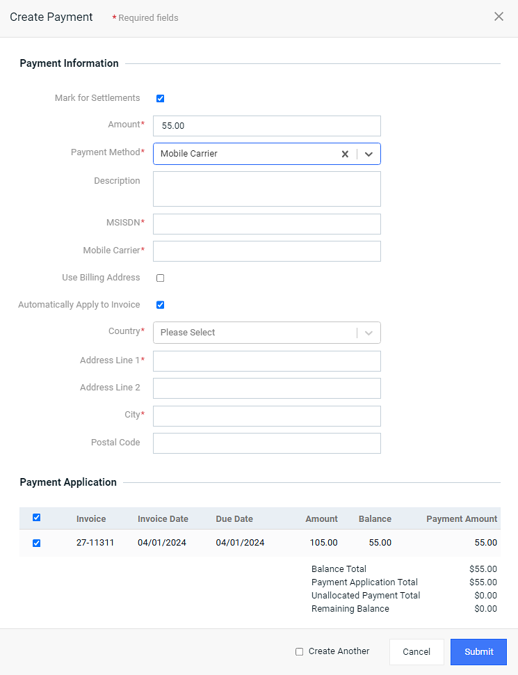 Mobile Transfer Payment Method