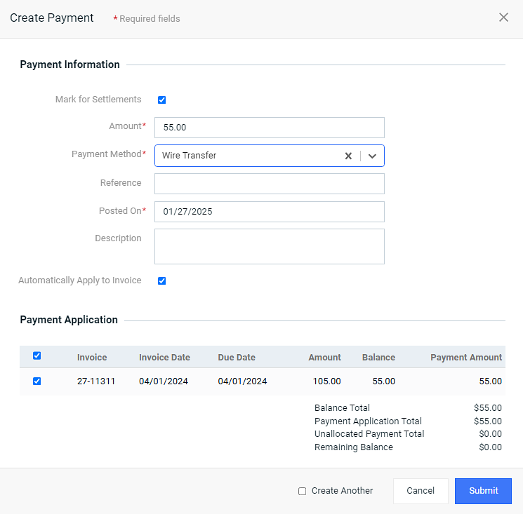 Wire Transfer Payment Method