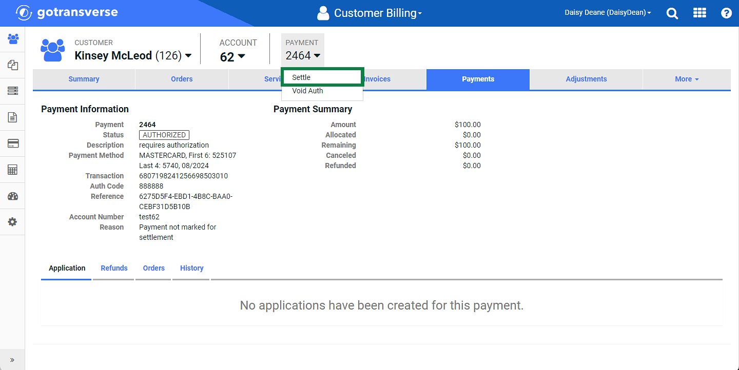 Payments - Settle Option 