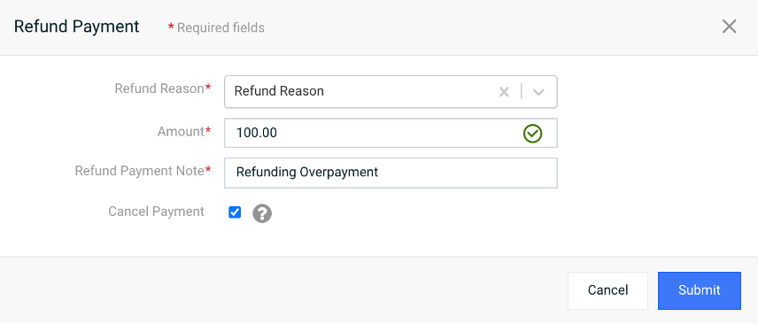 Refund Payment Window