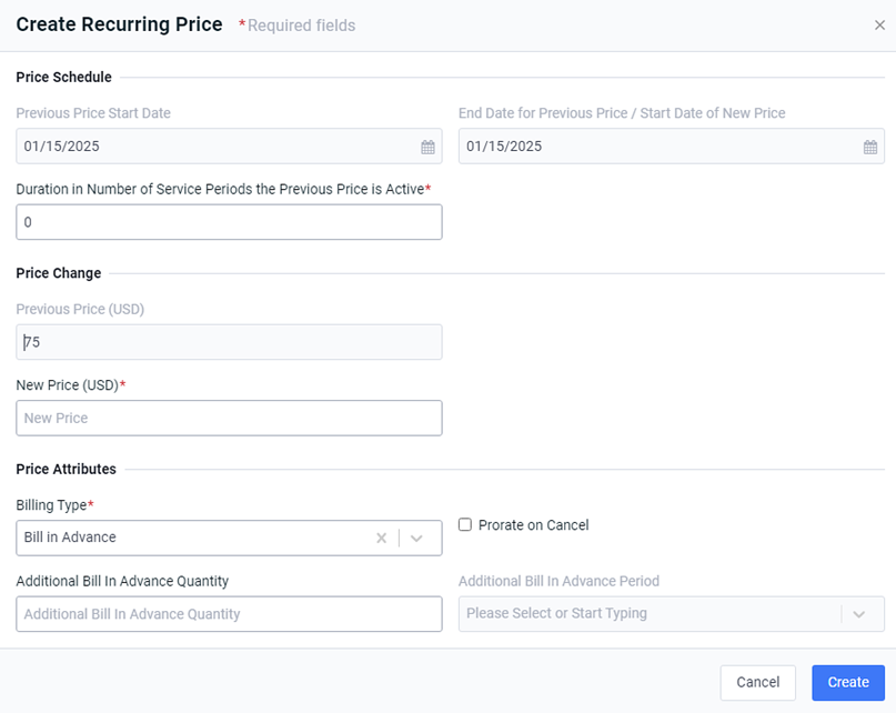 Create Recurring Price Window