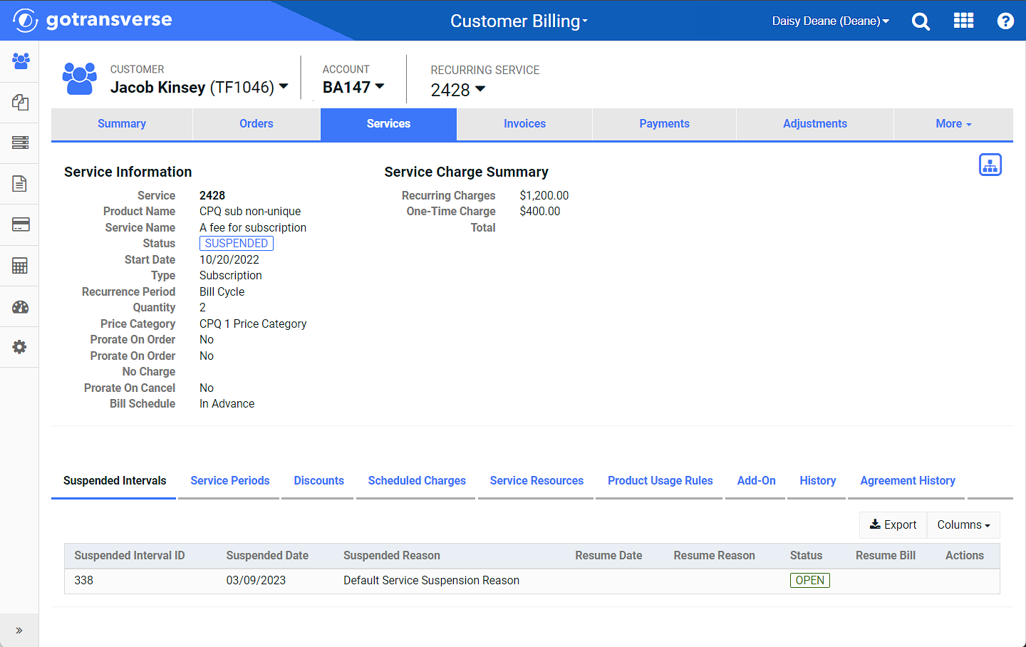 Service Information Window