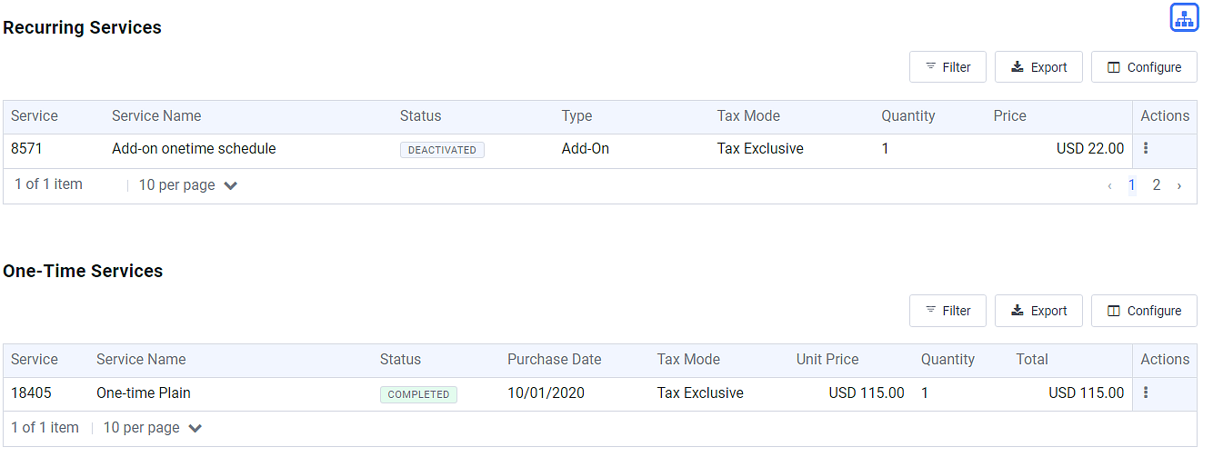 Services Window - Tax Mode Column