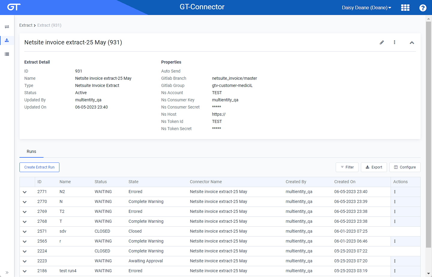 Extract Information Window