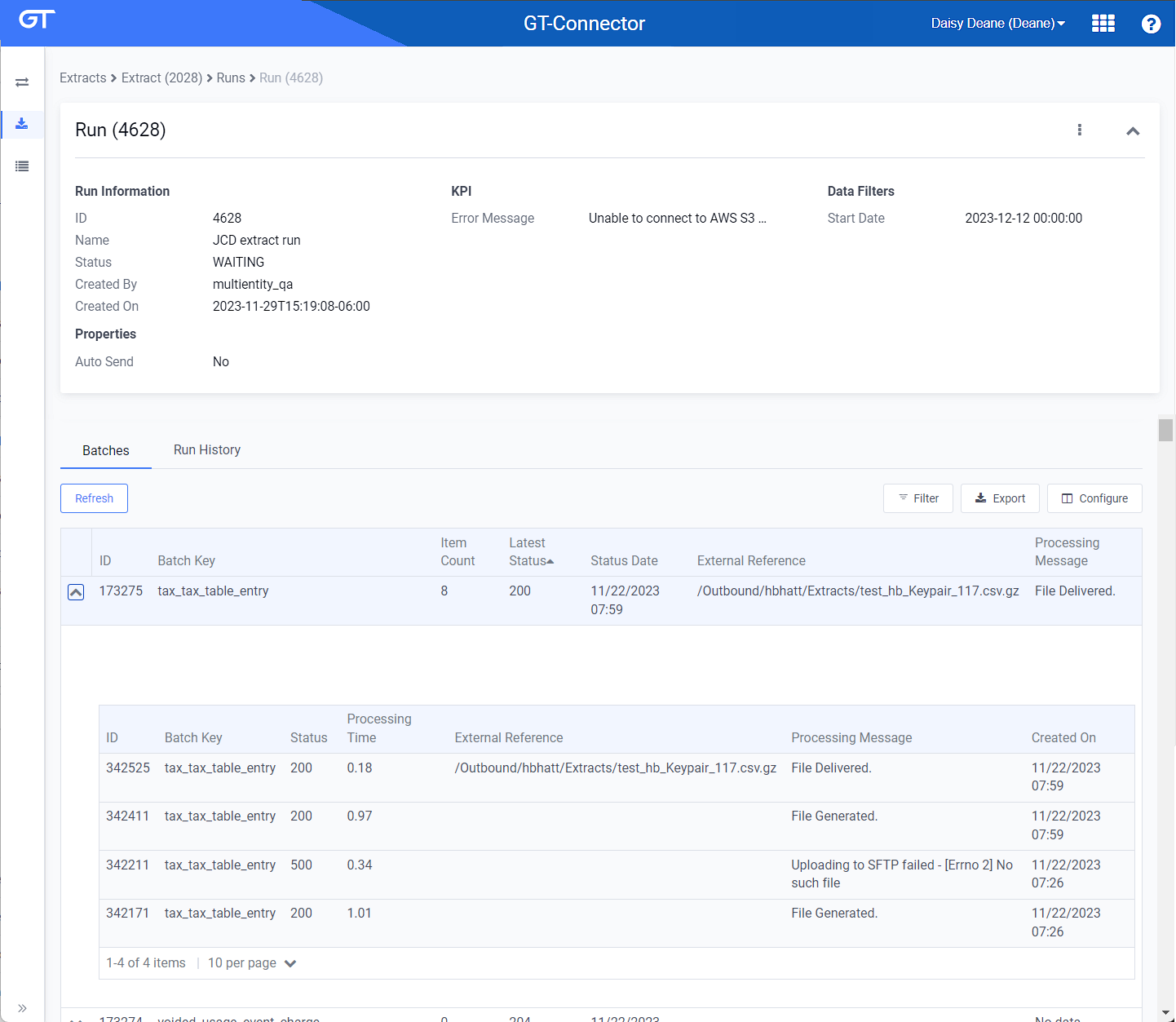 Batches Detail Tab - Expanded Information
