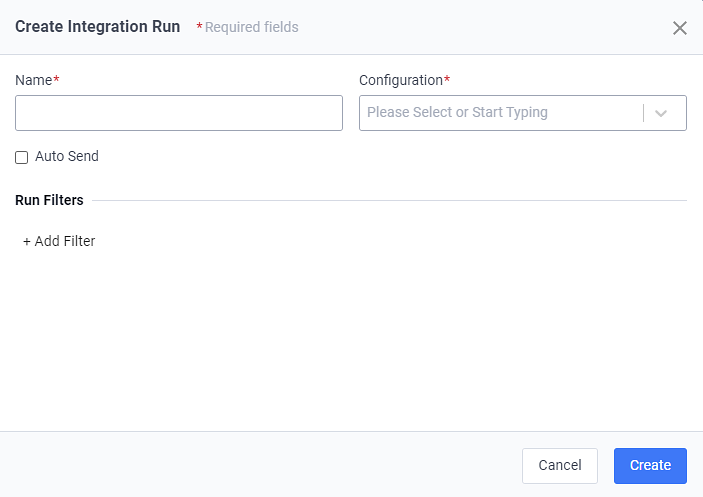 Create Integration Run Window