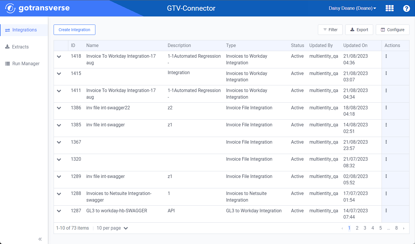 Integrations Window