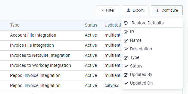 Configure Menu Options