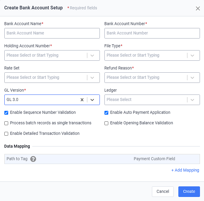 Create Bank Account Setup - With Ledger