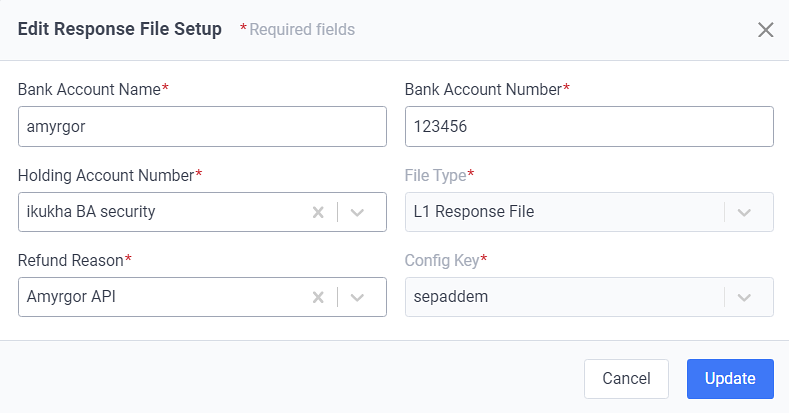 Edit Responsive File Setup Window